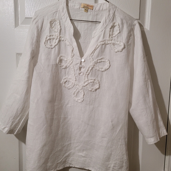 Choices 100% linen white Tunic blouse - Picture 2 of 6